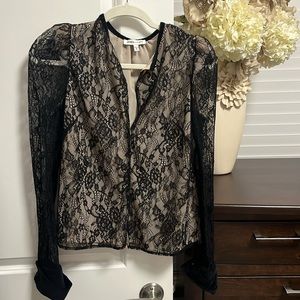 Express black lace and nude shirt. XS